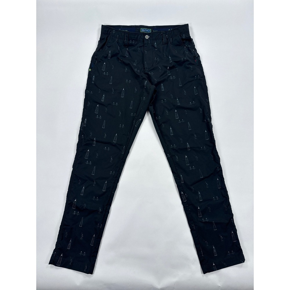 William Murray Golf Mens Pants 32 Black‎ Straight Fit NYC Print Performance